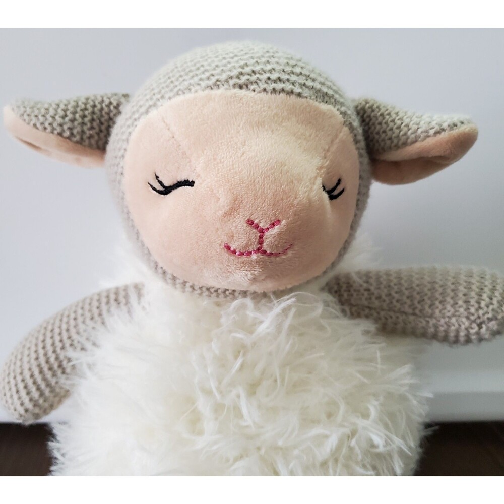Walgreens Lamb Plush Stuffed Knit Sheep Cream Gray 13" Fluffy Embroidered Easter